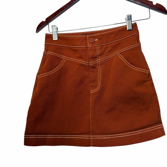 Zara Rust Orange Corduroy Cotton Mini Skirt size XS - Picture 2 of 6